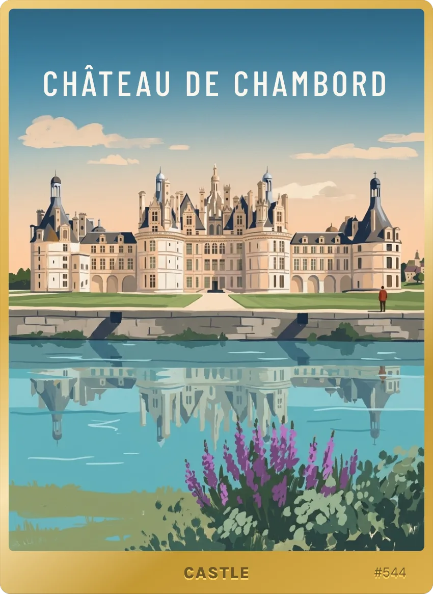 Château de Chambord card: the Renaissance château and its roofline