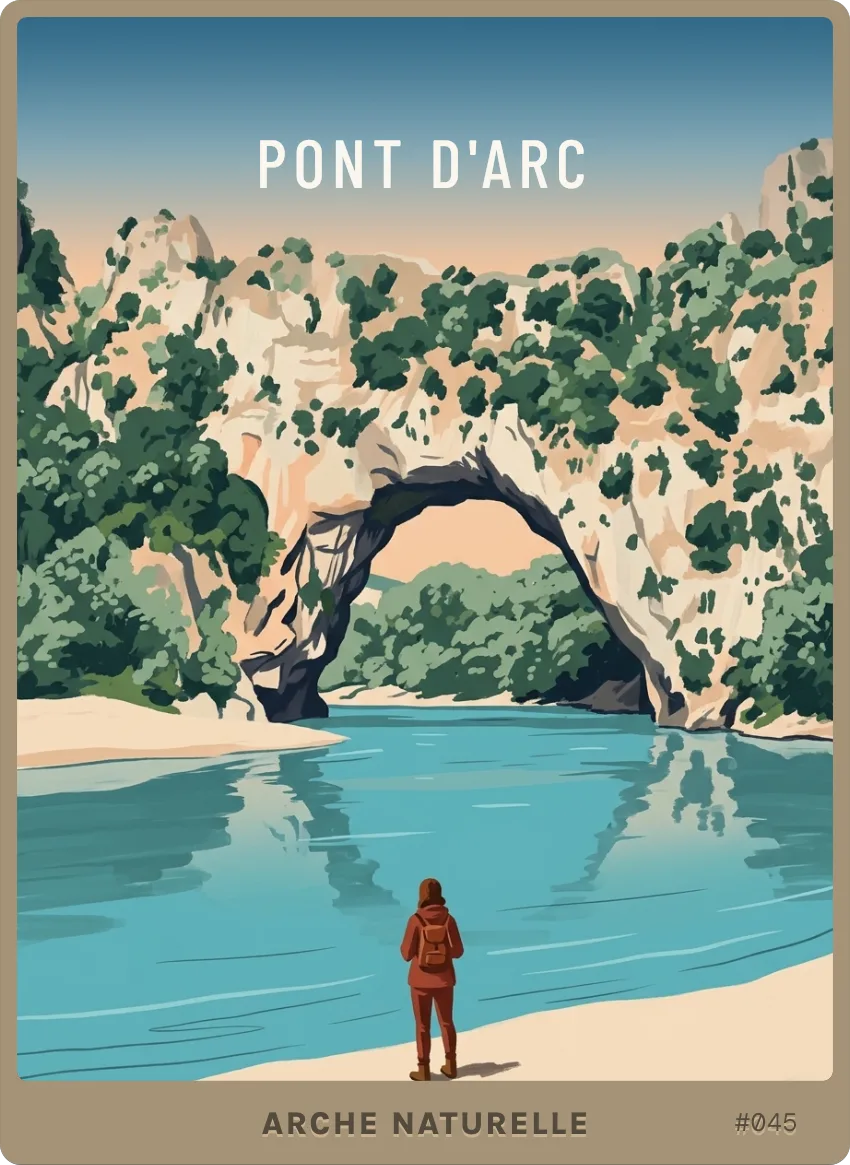 Carte Pont d'Arc, niveau commun : l'arche de pierre au-dessus de l'Ardèche